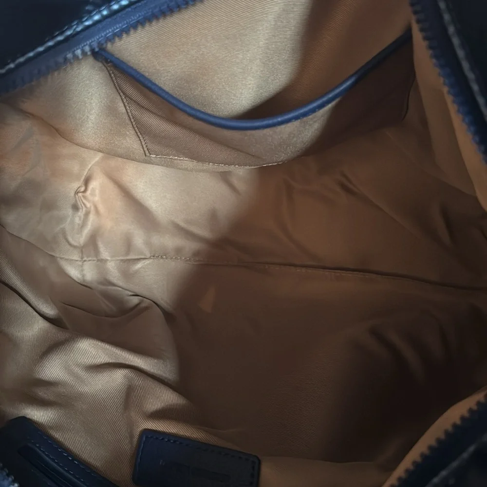 Antonio Melani, Metallic Blue Penelope Nylon Tote w:Trolley Sleeve NWT
